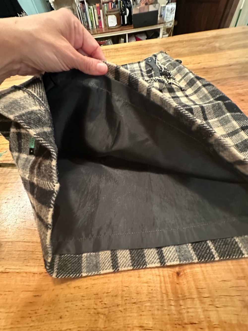 Eddie Bauer Legend Wool Blanket Skirt Plaid Fringe Wrap Mini Kilt Gray Black 8 - Picture 13 of 13